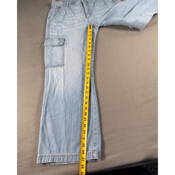 LOFT Wide Leg Cargo Jeans‎ Women's 29 Light Wash Utility Denim Pants Y2K Street - Picture 9 of 12